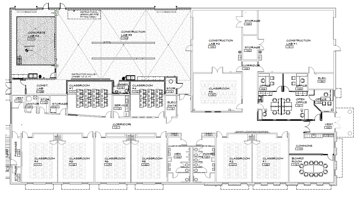 A blueprint shows the plans for the WMCI expansion of summer 2024 - adding new office and lab spaces.